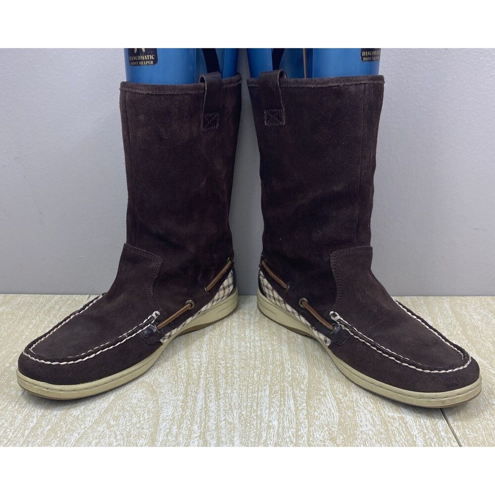 Sperry Nubuck Moccasin Leather Suede Boots Brown Sandfisher Women's Size 8M